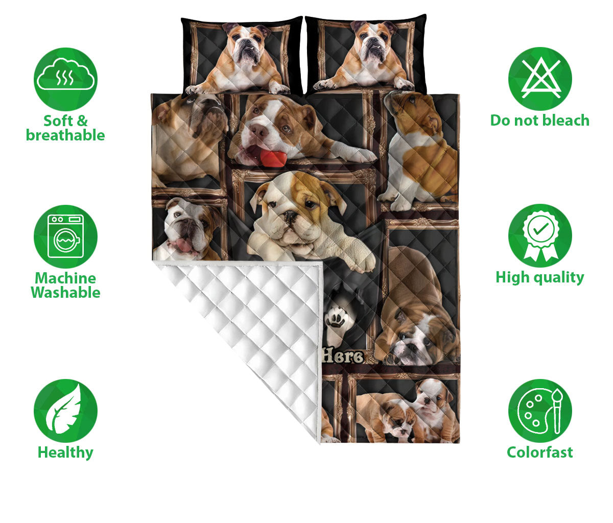 Ohaprints-Quilt-Bed-Set-Pillowcase-Cute-English-Bull-Bulldog-Dog-Lover-Unique-Gift-Custom-Personalized-Name-Blanket-Bedspread-Bedding-1082-Double (70'' x 80'')