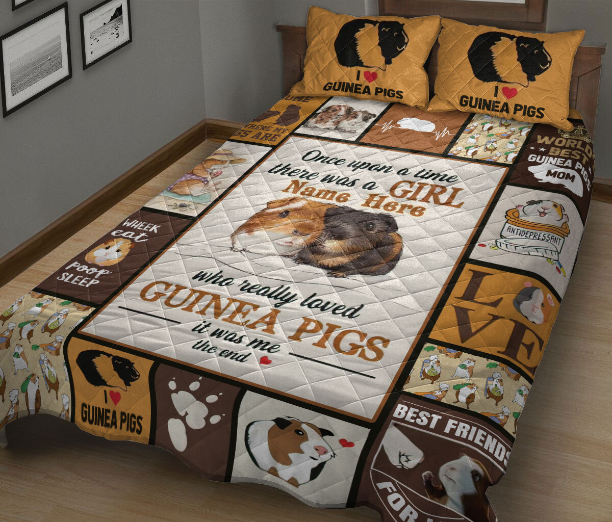 Ohaprints-Quilt-Bed-Set-Pillowcase-A-Girl-Who-Loves-Guinea-Pigs-Gift-For-Animal-Lovers-Custom-Personalized-Name-Blanket-Bedspread-Bedding-2845-King (90'' x 100'')