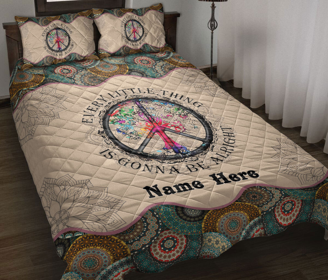 Ohaprints-Quilt-Bed-Set-Pillowcase-Hippie-Peace-Sign-Mandala-Floral-Pattern-Unique-Gift-Custom-Personalized-Name-Blanket-Bedspread-Bedding-1800-Throw (55'' x 60'')