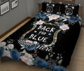 Ohaprints-Quilt-Bed-Set-Pillowcase-Police-Back-The-Blue-Thin-Blue-Line-Floral-Black-Custom-Personalized-Name-Blanket-Bedspread-Bedding-1882-King (90'' x 100'')