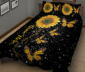 Ohaprints-Quilt-Bed-Set-Pillowcase-Butterfly-Sunflower-Floral-Yellow-&-Black-Pattern-Custom-Personalized-Name-Blanket-Bedspread-Bedding-1883-King (90'' x 100'')