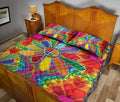 Ohaprints-Quilt-Bed-Set-Pillowcase-Hippie-Peace-Sign-Colorful-Daisy-Floral-Boho-Pattern-Custom-Personalized-Name-Blanket-Bedspread-Bedding-673-Queen (80'' x 90'')