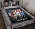 Ohaprints-Quilt-Bed-Set-Pillowcase-Horse-Horses-American-Us-Flag-Patriotic-4-Of-July-Custom-Personalized-Name-Blanket-Bedspread-Bedding-864-Throw (55'' x 60'')