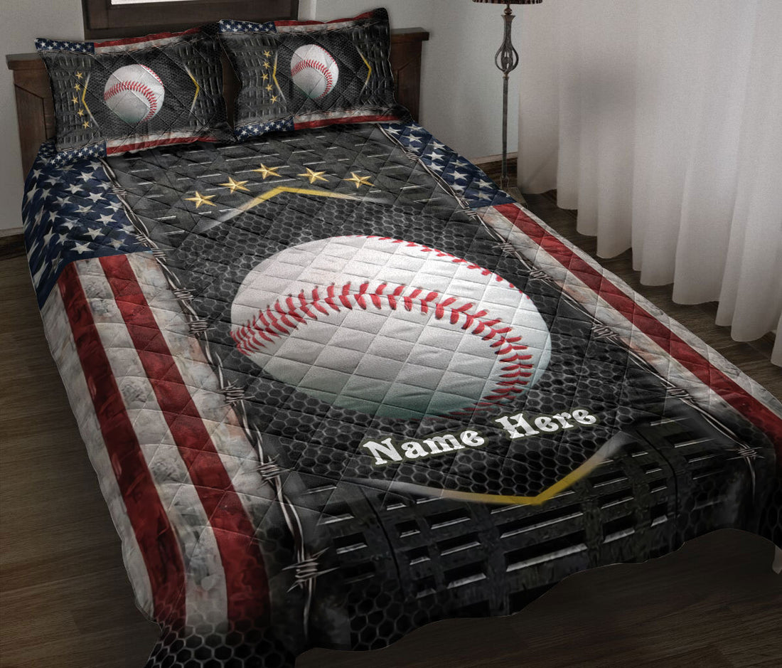 Ohaprints-Quilt-Bed-Set-Pillowcase-Baseball-American-Flag-Sports-Lover-Gift-Custom-Personalized-Name-Blanket-Bedspread-Bedding-1779-Throw (55'' x 60'')