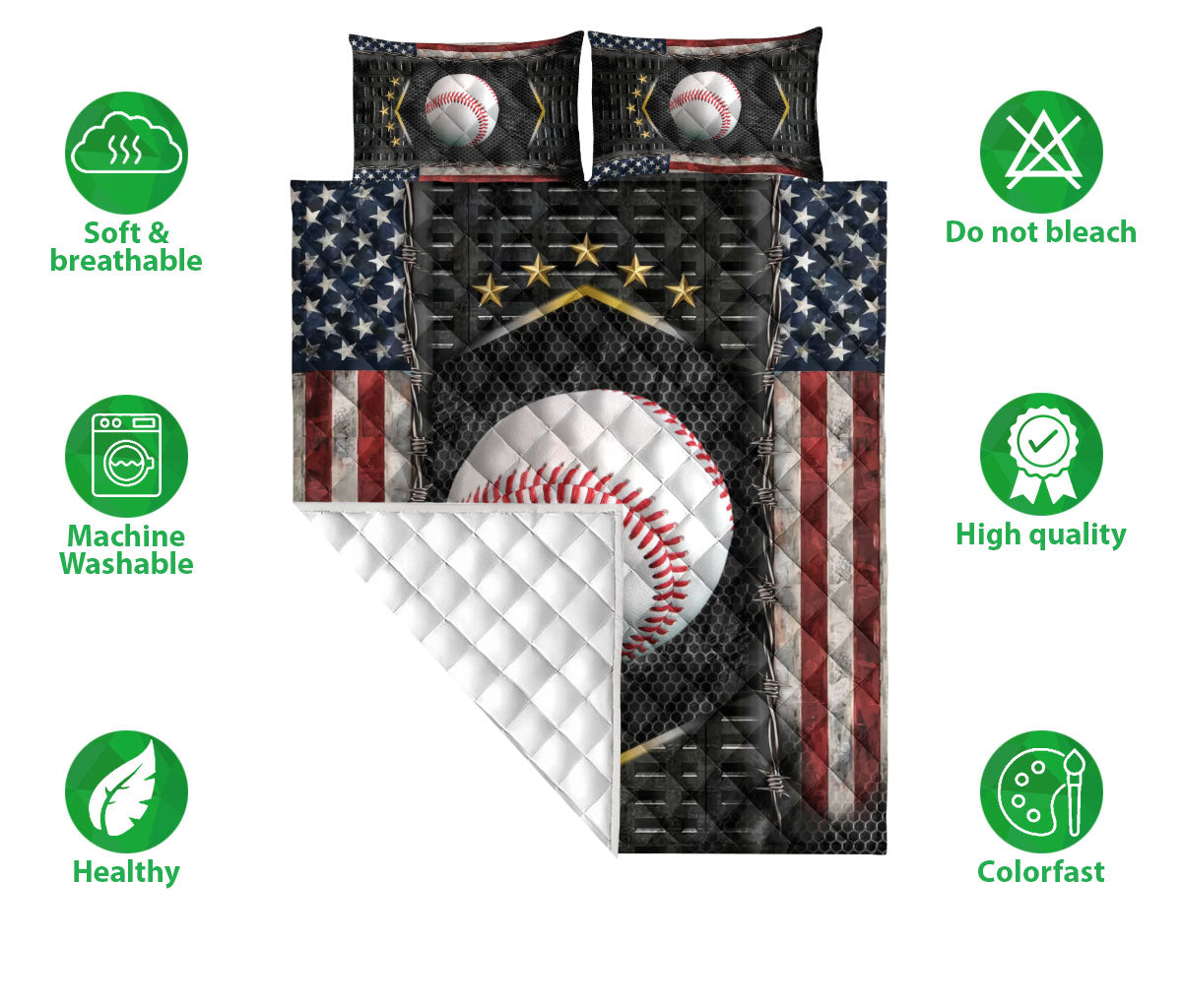 Ohaprints-Quilt-Bed-Set-Pillowcase-Baseball-American-Flag-Pattern-Unique-Gift-For-Baseball-Sports-Lover-Blanket-Bedspread-Bedding-1444-Double (70'' x 80'')
