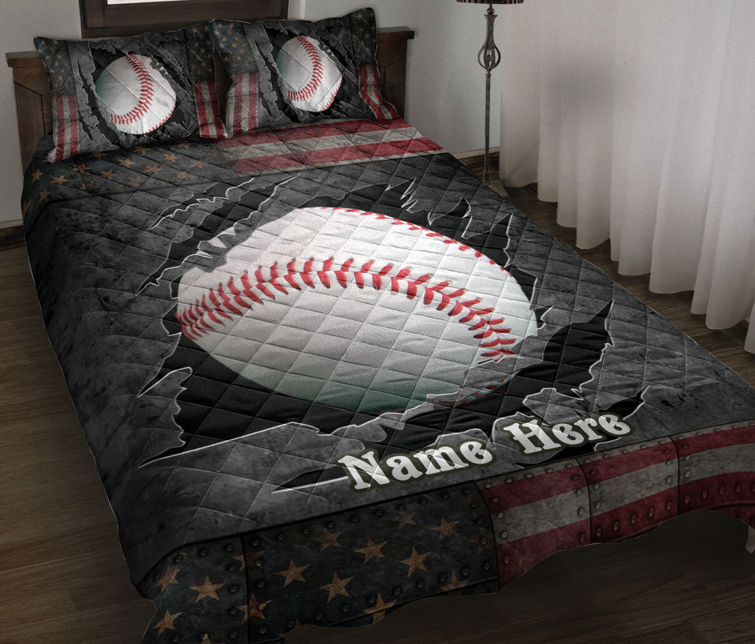 Ohaprints-Quilt-Bed-Set-Pillowcase-Baseball-Crack-American-Flag-Sports-Lover-Gift-Custom-Personalized-Name-Blanket-Bedspread-Bedding-1194-Throw (55'' x 60'')