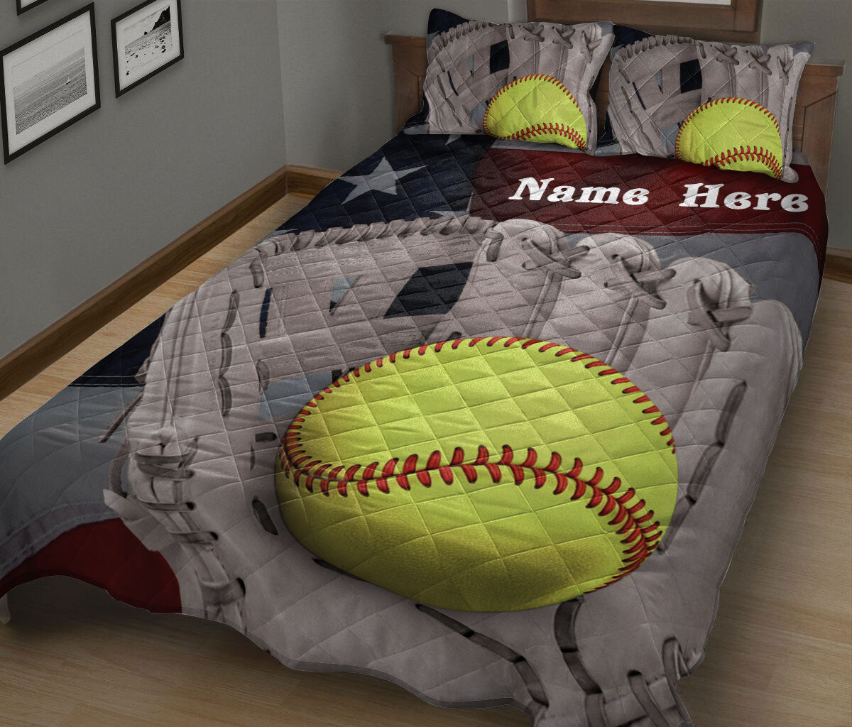 Ohaprints-Quilt-Bed-Set-Pillowcase-Softball-Crack-American-Flag-Sports-Lover-Gift-Custom-Personalized-Name-Blanket-Bedspread-Bedding-18-King (90'' x 100'')