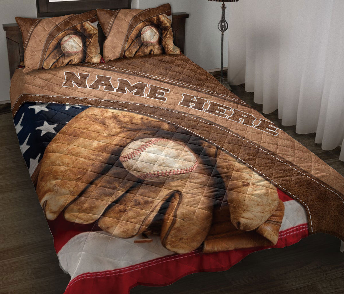 Ohaprints-Quilt-Bed-Set-Pillowcase-Baseball-Ball-Gloves-Brown-Pattern-Sport-Lover-Custom-Personalized-Name-Blanket-Bedspread-Bedding-1195-Throw (55'' x 60'')