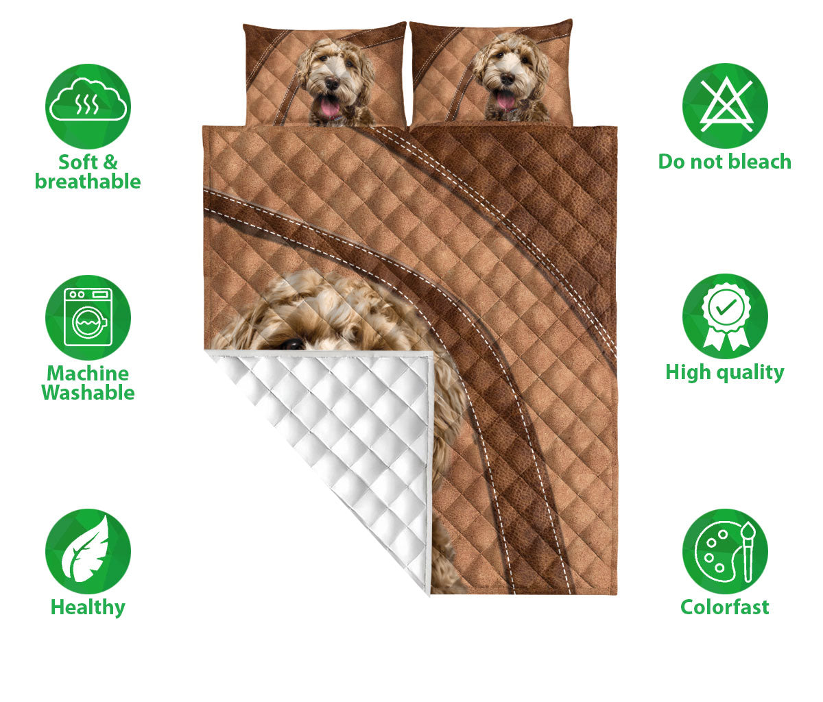 Ohaprints-Quilt-Bed-Set-Pillowcase-Goldendoodle-Labradoodle-Golden-Doodle-Brown-Pattern-Gift-For-Dog-Lover-Blanket-Bedspread-Bedding-2497-Double (70'' x 80'')