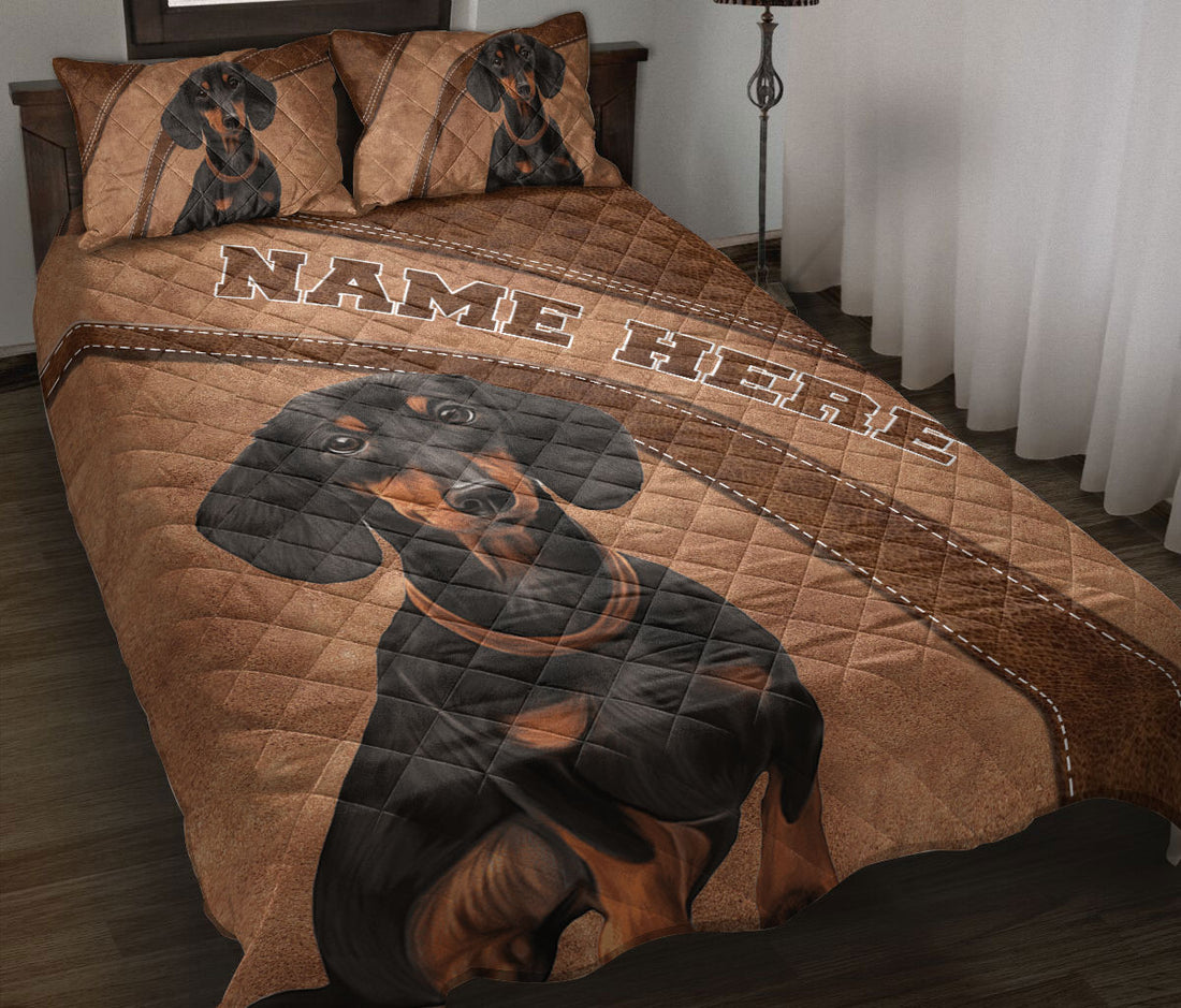 Ohaprints-Quilt-Bed-Set-Pillowcase-Dachshund-Weiner-Doxie-Brown-Pattern-For-Dog-Lover-Custom-Personalized-Name-Blanket-Bedspread-Bedding-1446-Throw (55'' x 60'')