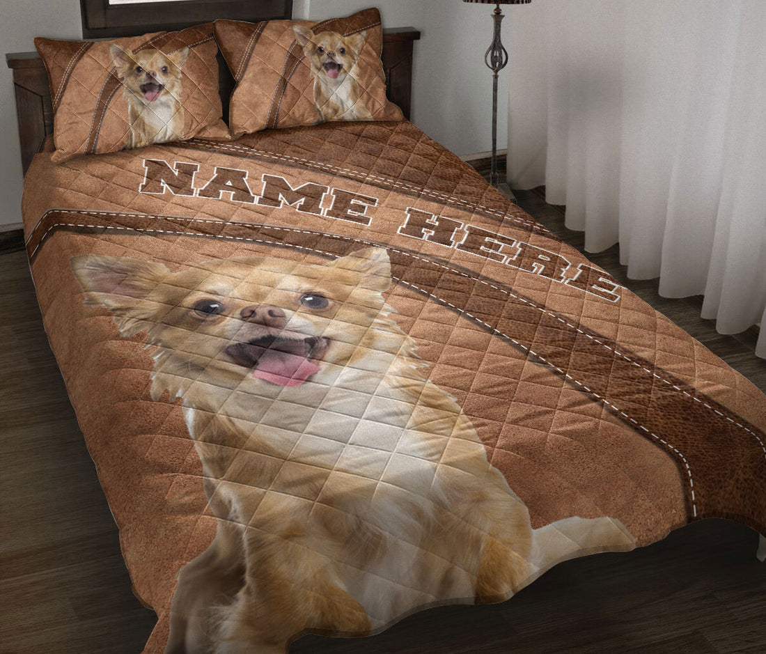 Ohaprints-Quilt-Bed-Set-Pillowcase-Cute-Chihuahua-Brown-Pattern-Gift-For-Dog-Lover-Custom-Personalized-Name-Blanket-Bedspread-Bedding-2626-Throw (55'' x 60'')