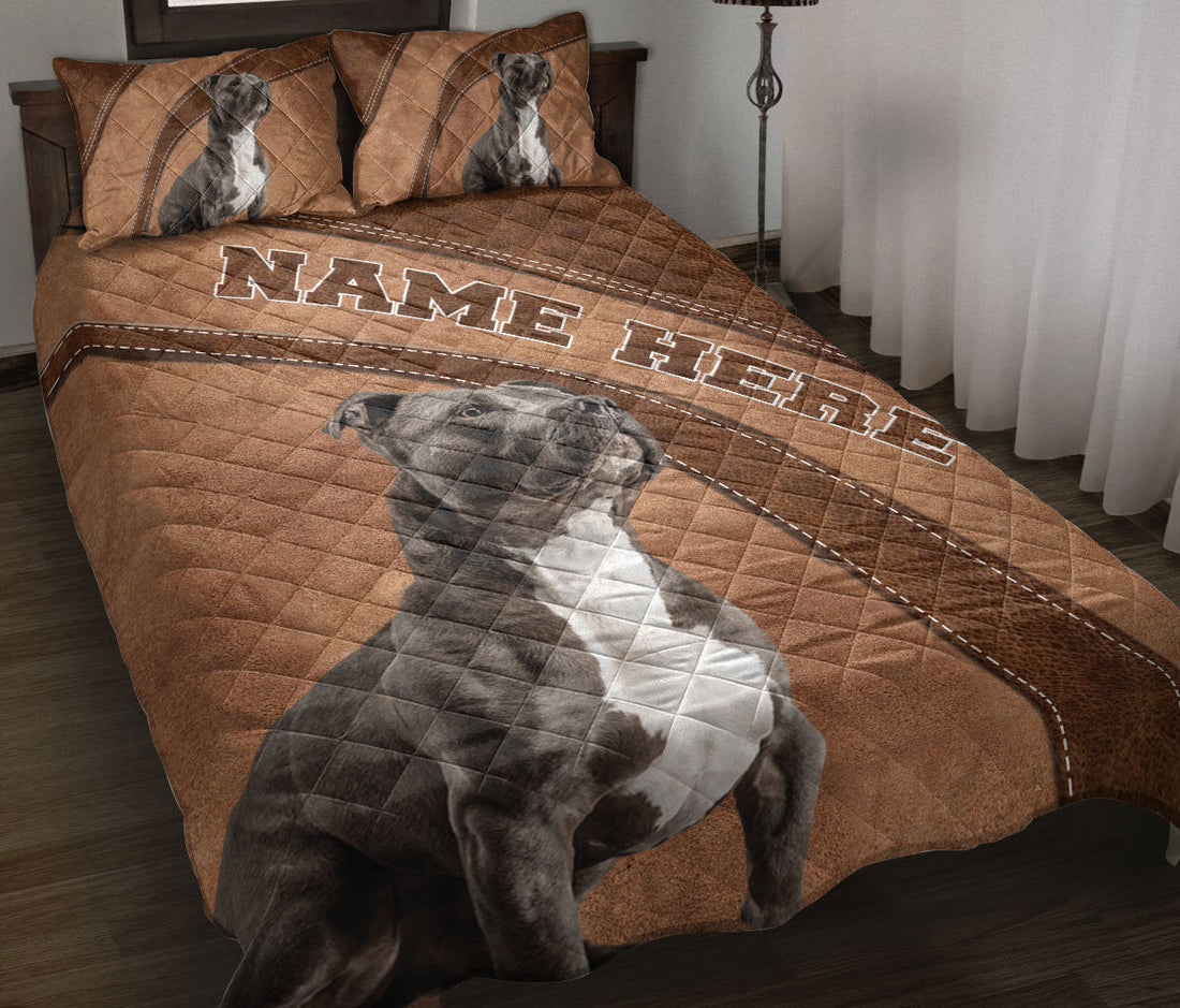 Ohaprints-Quilt-Bed-Set-Pillowcase-Staffordshire-Bull-Terrier-Pitbull-Gift-For-Dog-Lover-Custom-Personalized-Name-Blanket-Bedspread-Bedding-276-Throw (55'' x 60'')