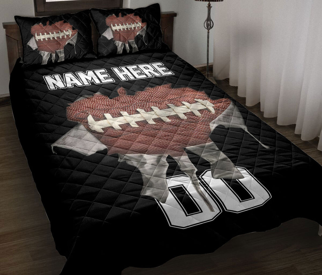 Ohaprints-Quilt-Bed-Set-Pillowcase-American-Football-Torn-Effect-With-Balls-Sport-Custom-Personalized-Name-Blanket-Bedspread-Bedding-1196-Throw (55'' x 60'')
