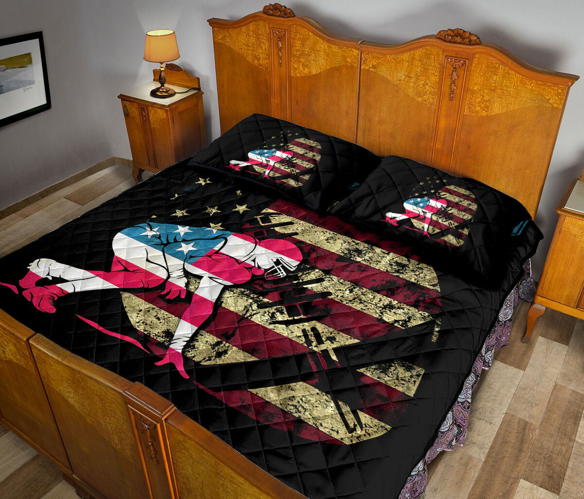 Ohaprints-Quilt-Bed-Set-Pillowcase-Football-Sport-Usa-Player-American-Guard-Tackle-Custom-Personalized-Name-Blanket-Bedspread-Bedding-2628-Queen (80'' x 90'')