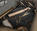 Ohaprints-Quilt-Bed-Set-Pillowcase-Hairdresser-Metal-Tools-Pattern-Black-&-Golden-Unique-Gift-For-Hairdresser-Blanket-Bedspread-Bedding-869-King (90'' x 100'')