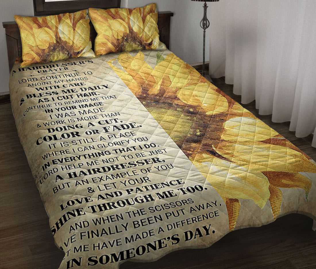 Ohaprints-Quilt-Bed-Set-Pillowcase-A-Hairdresser'S-Prayer-Sunflower-Floral-Pattern-Gift-For-Hairdresser-Beige-Blanket-Bedspread-Bedding-2035-Throw (55'' x 60'')