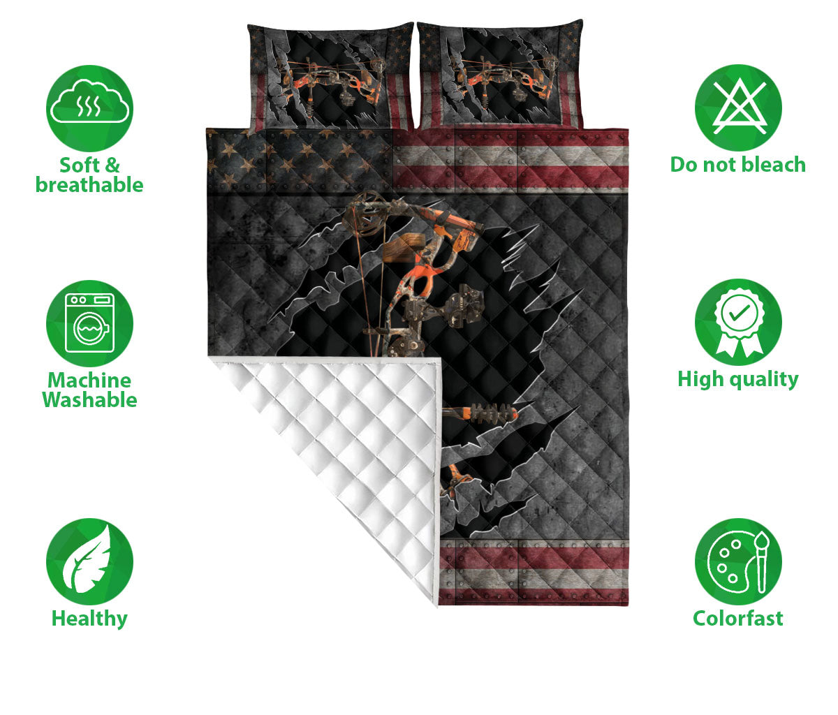 Ohaprints-Quilt-Bed-Set-Pillowcase-Archery-Orange-Camouflage-Camo-American-Unique-Gift-Flag-For-Bow-Hunting-Lover-Blanket-Bedspread-Bedding-1450-Double (70'' x 80'')