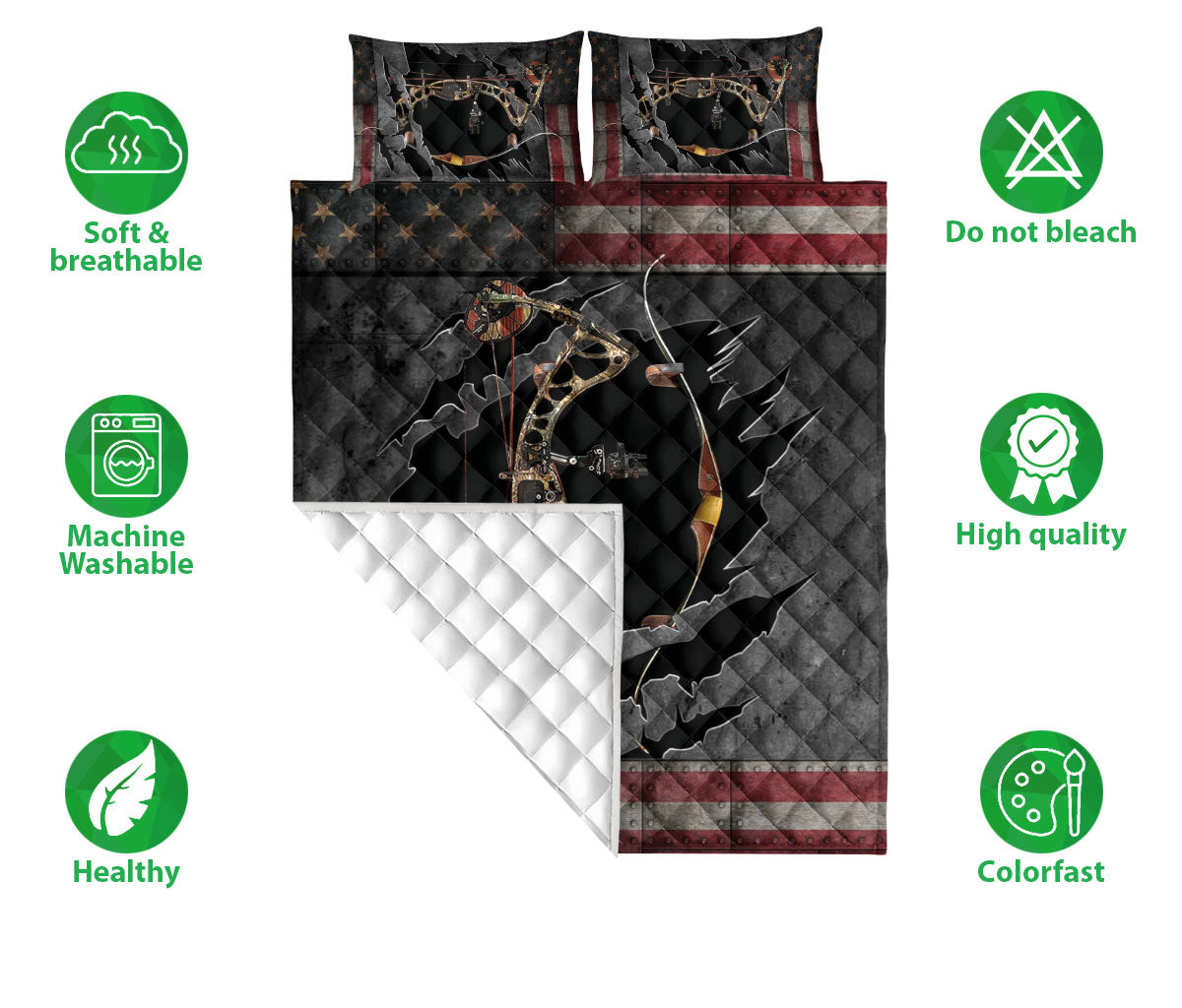 Ohaprints-Quilt-Bed-Set-Pillowcase-Deer-Hunting-American-Flag-With-Camo-Pattern-Unique-Gift-For-Hunting-Lover-Blanket-Bedspread-Bedding-2036-Double (70'' x 80'')