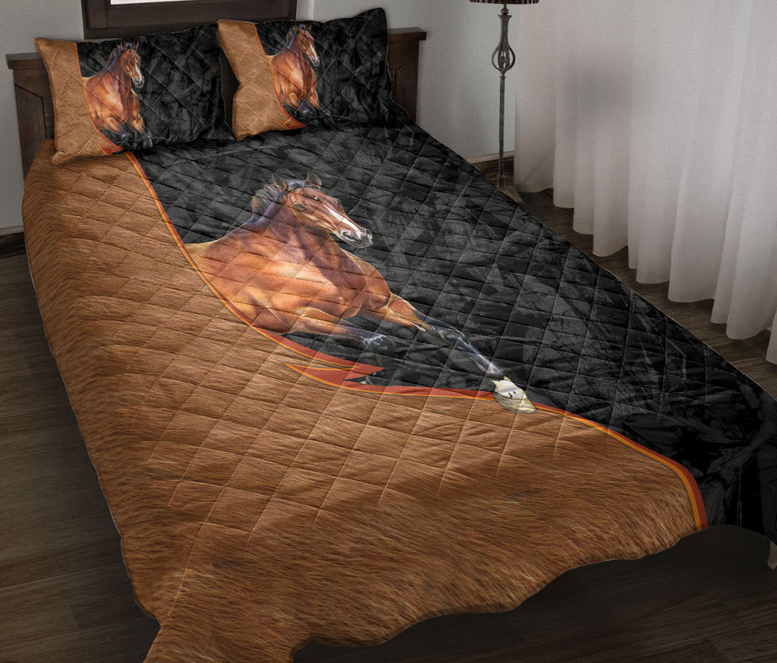 Ohaprints-Quilt-Bed-Set-Pillowcase-Wild-Horse-In-Jungle-Running-Black-&-Brown-Pattern-Gift-For-Horse-Animal-Lover-Blanket-Bedspread-Bedding-2630-Throw (55'' x 60'')