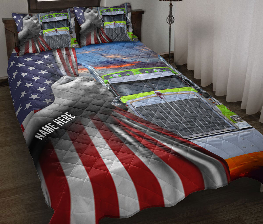 Ohaprints-Quilt-Bed-Set-Pillowcase-Lime-Truck-Unique-Gift-For-Trucker-Driver-Custom-Personalized-Name-Blanket-Bedspread-Bedding-3494-Throw (55'' x 60'')