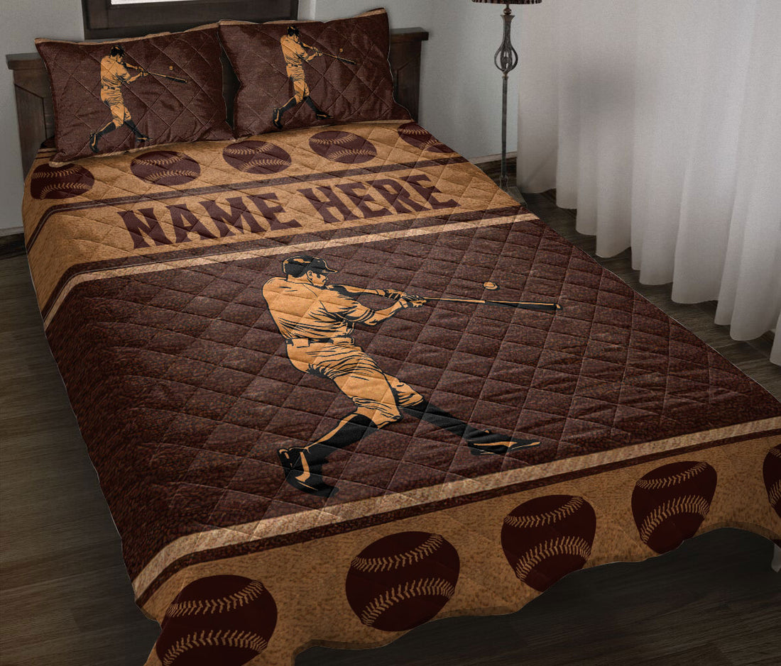 Ohaprints-Quilt-Bed-Set-Pillowcase-Baseball-Batter-Brown-Pattern-Gift-For-Sport-Lover-Custom-Personalized-Name-Blanket-Bedspread-Bedding-3190-Throw (55'' x 60'')