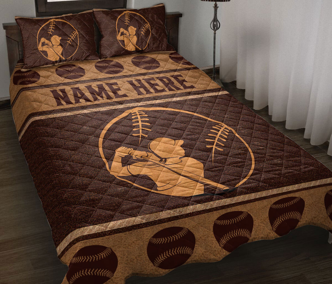 Ohaprints-Quilt-Bed-Set-Pillowcase-Softball-Batter-Brown-Pattern-Gift-For-Sport-Lover-Custom-Personalized-Name-Blanket-Bedspread-Bedding-3087-Throw (55'' x 60'')