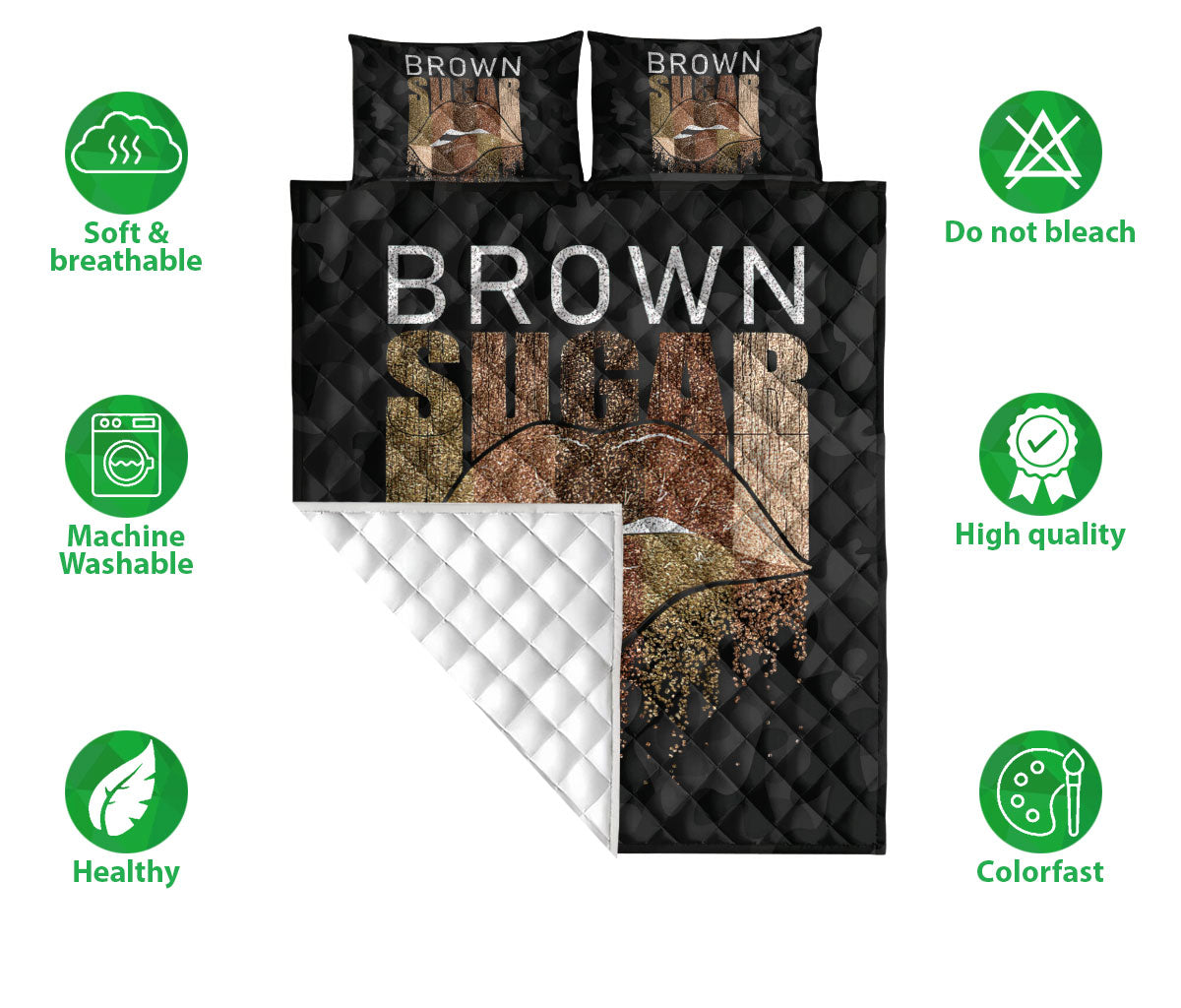 Ohaprints-Quilt-Bed-Set-Pillowcase-Afro-African-American-Black-Girl-Princess-Natural-Hairstyle-Brown-Sugar-Blanket-Bedspread-Bedding-1451-Double (70'' x 80'')