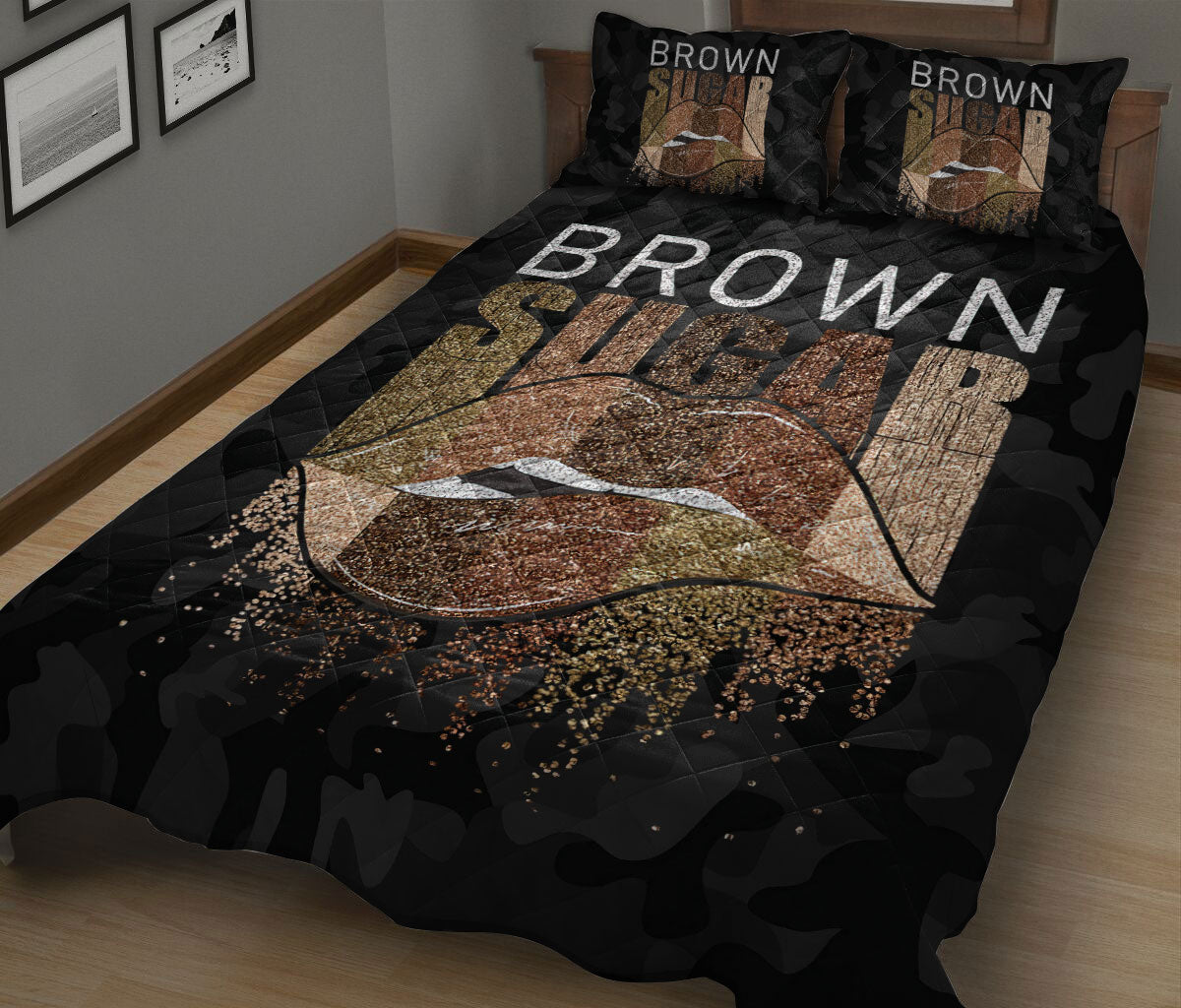 Ohaprints-Quilt-Bed-Set-Pillowcase-Afro-African-American-Black-Girl-Princess-Natural-Hairstyle-Brown-Sugar-Blanket-Bedspread-Bedding-1451-King (90'' x 100'')