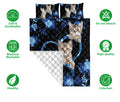 Ohaprints-Quilt-Bed-Set-Pillowcase-Tabby-Cat-Blue-Heart-Floral-Pattern-Unique-Gift-For-Cat-Kitten-Lover-Blanket-Bedspread-Bedding-2037-Double (70'' x 80'')