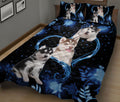 Ohaprints-Quilt-Bed-Set-Pillowcase-Husky-Sibir-Blue-Heart-Floral-Unique-Gift-For-Dog-Puppy-Lover-Blanket-Bedspread-Bedding-872-King (90'' x 100'')