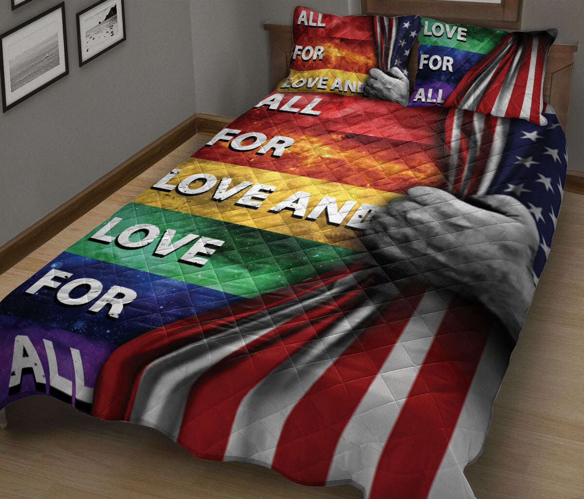 Ohaprints-Quilt-Bed-Set-Pillowcase-Lgbt-Love-Is-Love-Lgbtq-All-For-Love-And-Love-For-All-For-Pride-Month-Blanket-Bedspread-Bedding-79-King (90'' x 100'')