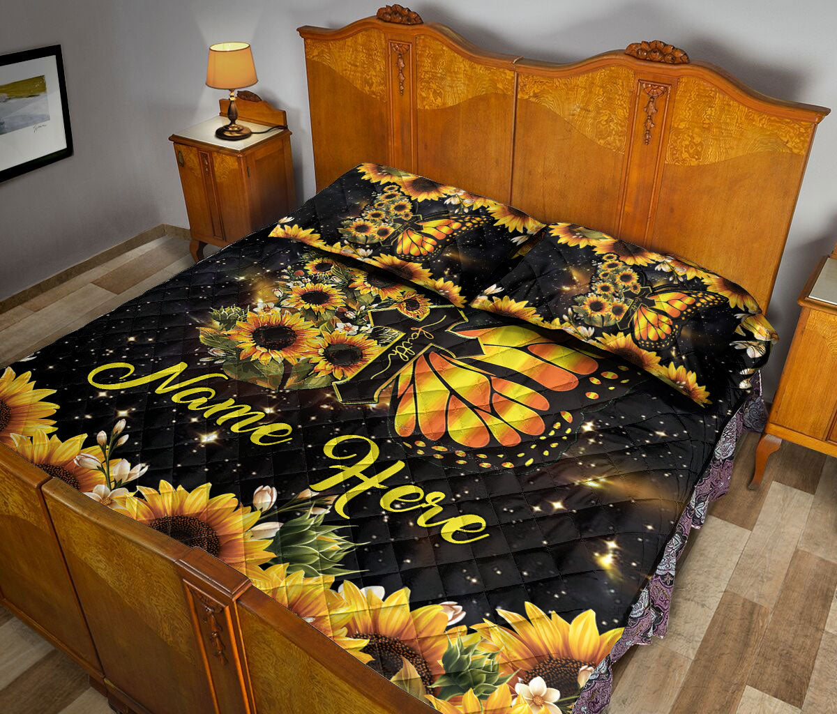 Ohaprints-Quilt-Bed-Set-Pillowcase-Faith-Jesus-Christ-Butterfly-Sunflower-Christian-Gift-Custom-Personalized-Name-Blanket-Bedspread-Bedding-2980-Queen (80'' x 90'')