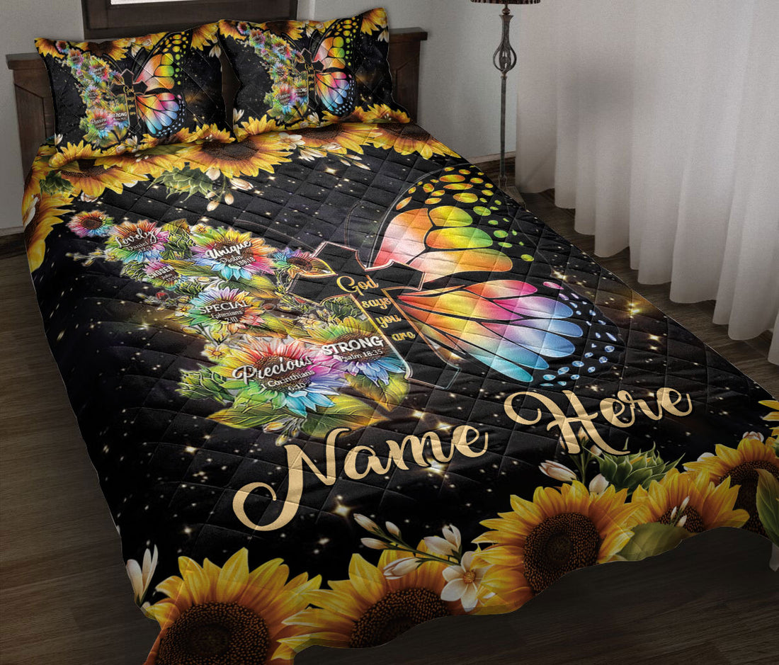 Ohaprints-Quilt-Bed-Set-Pillowcase-God-Says-You-Are-Faith-Jesus-Butterfly-Sunflower-Gift-Custom-Personalized-Name-Blanket-Bedspread-Bedding-2991-Throw (55'' x 60'')