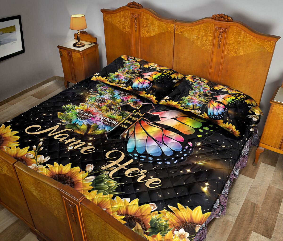 Ohaprints-Quilt-Bed-Set-Pillowcase-God-Says-You-Are-Faith-Jesus-Butterfly-Sunflower-Gift-Custom-Personalized-Name-Blanket-Bedspread-Bedding-2991-Queen (80'' x 90'')