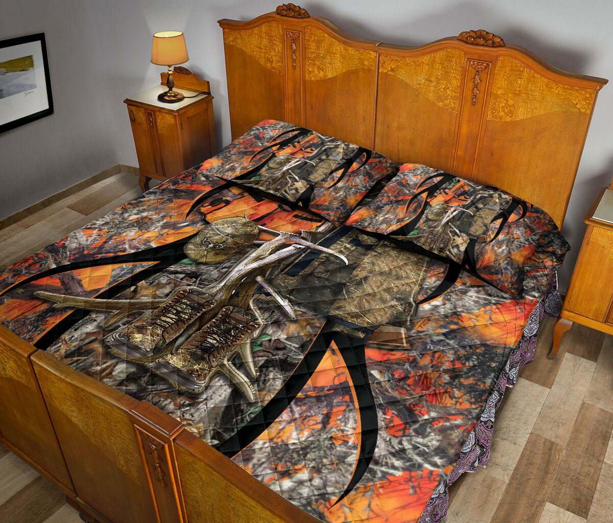 Ohaprints-Quilt-Bed-Set-Pillowcase-Deer-Hunting-Jacket-Orange-Camo-Camouflage-Pattern-Unique-Gift-Blanket-Bedspread-Bedding-1201-Queen (80'' x 90'')