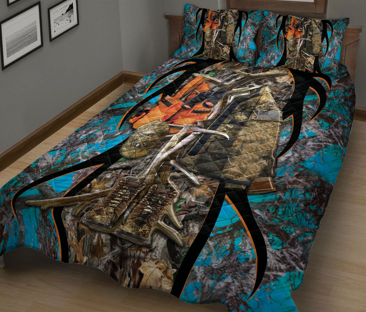 Ohaprints-Quilt-Bed-Set-Pillowcase-Deer-Hunting-Jacket-Blue-Camo-Camouflage-Pattern-Unique-Gift-Blanket-Bedspread-Bedding-1788-King (90'' x 100'')