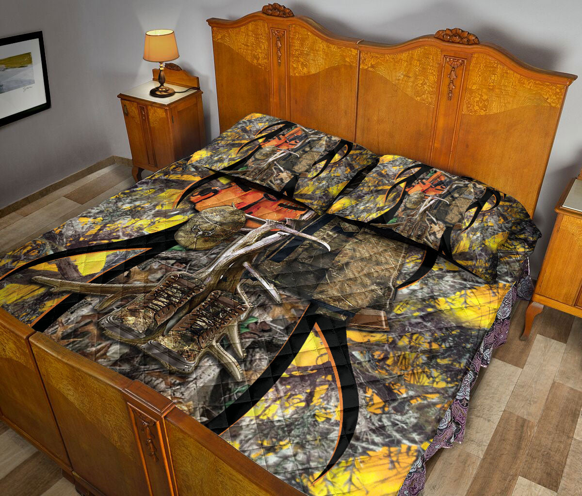 Ohaprints-Quilt-Bed-Set-Pillowcase-Deer-Hunting-Jacket-Yellow-Camo-Camouflage-Pattern-Unique-Gift-Blanket-Bedspread-Bedding-2377-Queen (80'' x 90'')