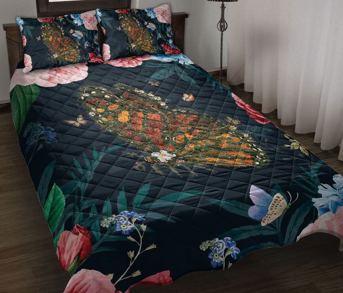 Ohaprints-Quilt-Bed-Set-Pillowcase-Butterfly-Find-My-Soul-Flower-Garden-Floral-Pattern-Gift-For-Butterfly-Lover-Blanket-Bedspread-Bedding-1202-Throw (55'' x 60'')