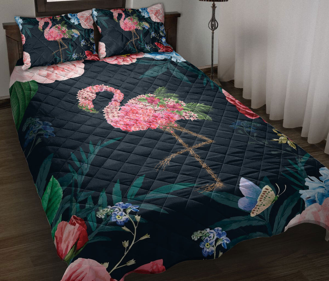 Ohaprints-Quilt-Bed-Set-Pillowcase-Flamingo-Find-My-Soul-Flower-Garden-Floral-Pattern-Gift-For-Animal-Lover-Blanket-Bedspread-Bedding-1789-Throw (55'' x 60'')