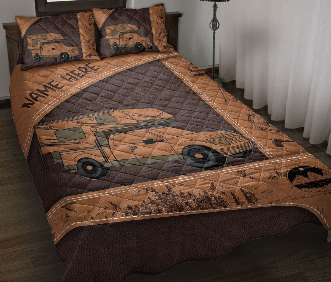 Ohaprints-Quilt-Bed-Set-Pillowcase-Camping-Truck-Lover-Camper-Brown-Gift-Custom-Personalized-Name-Blanket-Bedspread-Bedding-3699-Throw (55'' x 60'')