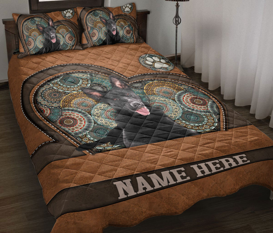 Ohaprints-Quilt-Bed-Set-Pillowcase-Black-German-Shepherd-Heart-Brown-Mandala-Custom-Personalized-Name-Blanket-Bedspread-Bedding-3728-Throw (55'' x 60'')