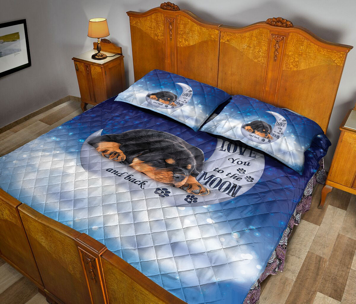 Ohaprints-Quilt-Bed-Set-Pillowcase-Rottweiler-Dog-I-Love-You-To-The-Moon-And-Back-Gift-For-Dog-Puppy-Lover-Blanket-Bedspread-Bedding-242-Queen (80'' x 90'')
