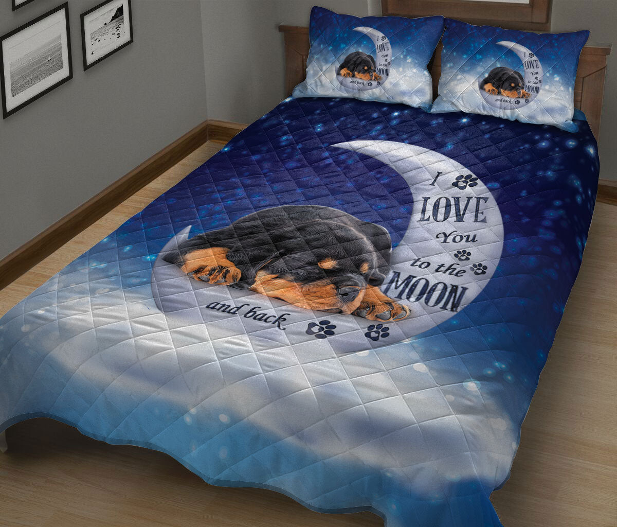 Ohaprints-Quilt-Bed-Set-Pillowcase-Rottweiler-Dog-I-Love-You-To-The-Moon-And-Back-Gift-For-Dog-Puppy-Lover-Blanket-Bedspread-Bedding-242-King (90'' x 100'')