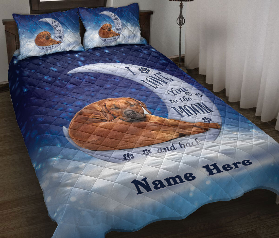 Ohaprints-Quilt-Bed-Set-Pillowcase-Rhodesian-Ridgeback-Dog-I-Love-You-To-The-Moon-&-Back-Custom-Personalized-Name-Blanket-Bedspread-Bedding-833-Throw (55'' x 60'')