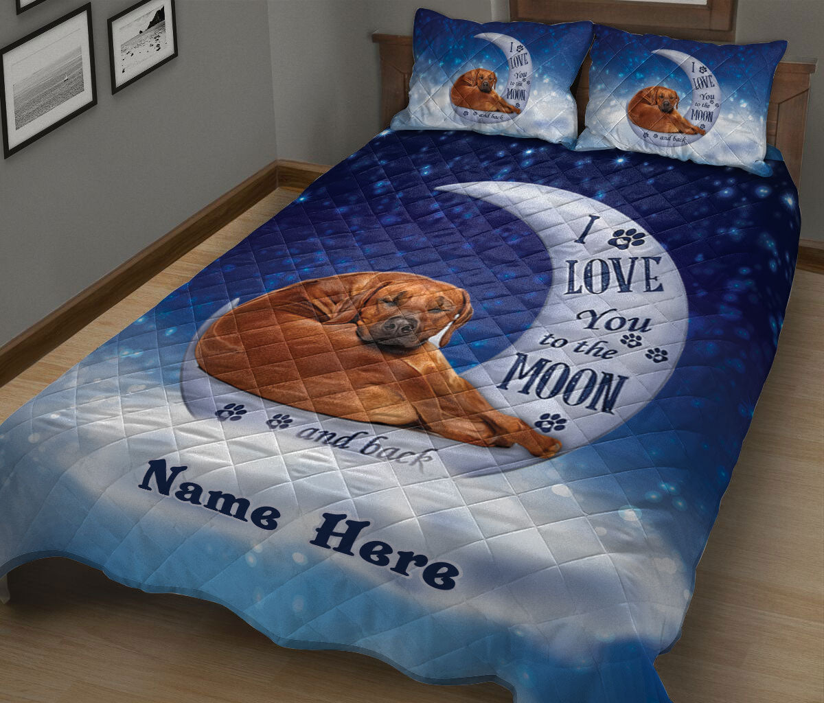 Ohaprints-Quilt-Bed-Set-Pillowcase-Rhodesian-Ridgeback-Dog-I-Love-You-To-The-Moon-&-Back-Custom-Personalized-Name-Blanket-Bedspread-Bedding-833-King (90'' x 100'')