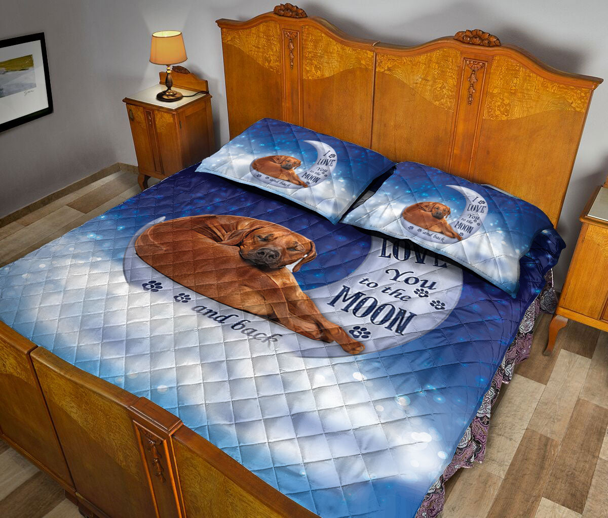 Ohaprints-Quilt-Bed-Set-Pillowcase-Rhodesian-Ridgeback-I-Love-You-To-The-Moon-And-Back-Gift-For-Dog-Puppy-Lover-Blanket-Bedspread-Bedding-1328-Queen (80'' x 90'')