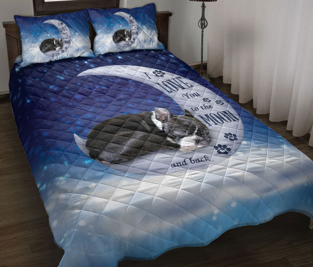 Ohaprints-Quilt-Bed-Set-Pillowcase-Boston-Terrier-Dog-I-Love-You-To-The-Moon-And-Back-Gift-For-Dog-Puppy-Lover-Blanket-Bedspread-Bedding-724-Throw (55'' x 60'')