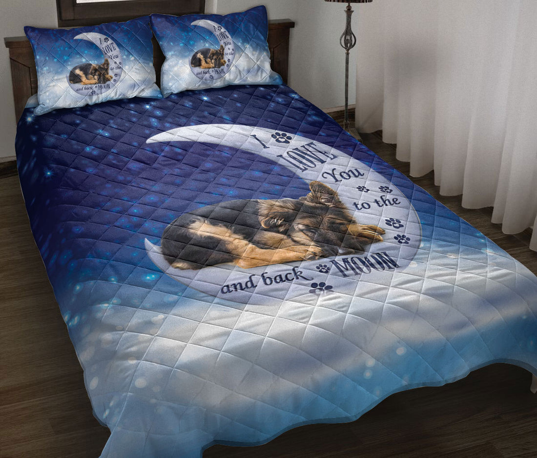 Ohaprints-Quilt-Bed-Set-Pillowcase-German-Shepherd-Dog-I-Love-You-To-The-Moon-And-Back-Gift-For-Dog-Puppy-Lover-Blanket-Bedspread-Bedding-243-Throw (55'' x 60'')