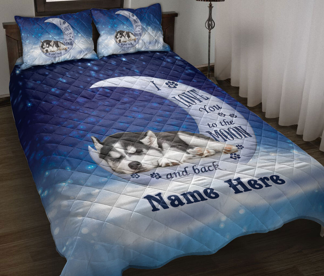 Ohaprints-Quilt-Bed-Set-Pillowcase-Husky-Sibir-Dog-I-Love-You-To-The-Moon-And-Back-Custom-Personalized-Name-Blanket-Bedspread-Bedding-1310-Throw (55'' x 60'')