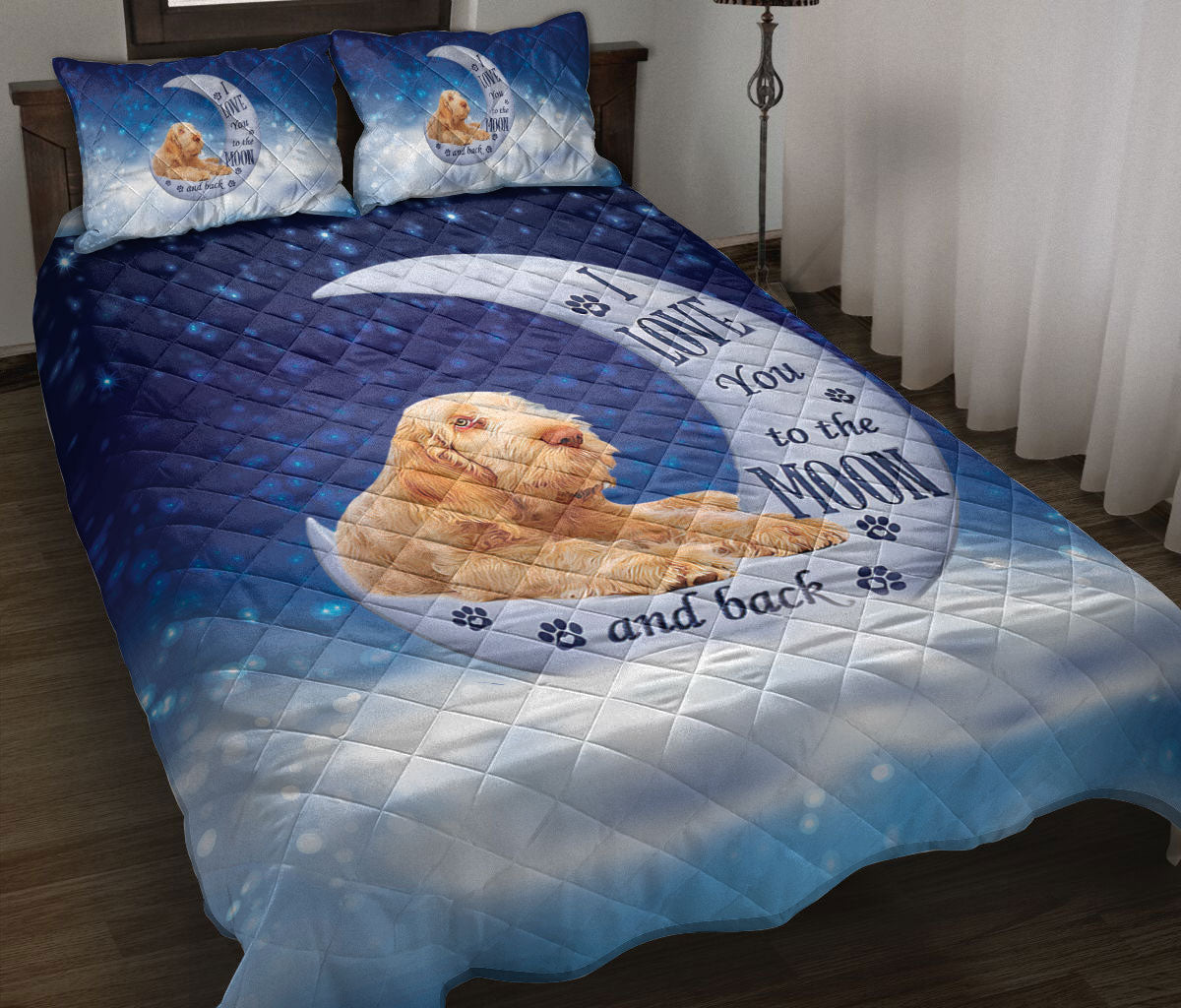 Ohaprints-Quilt-Bed-Set-Pillowcase-Spinone-Italiano-Dog-I-Love-You-To-The-Moon-And-Back-Gift-For-Dog-Puppy-Lover-Blanket-Bedspread-Bedding-1414-Throw (55'' x 60'')